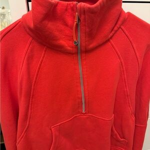 Lululemon Bright Red Scuba Half-Zip Funnel Neck